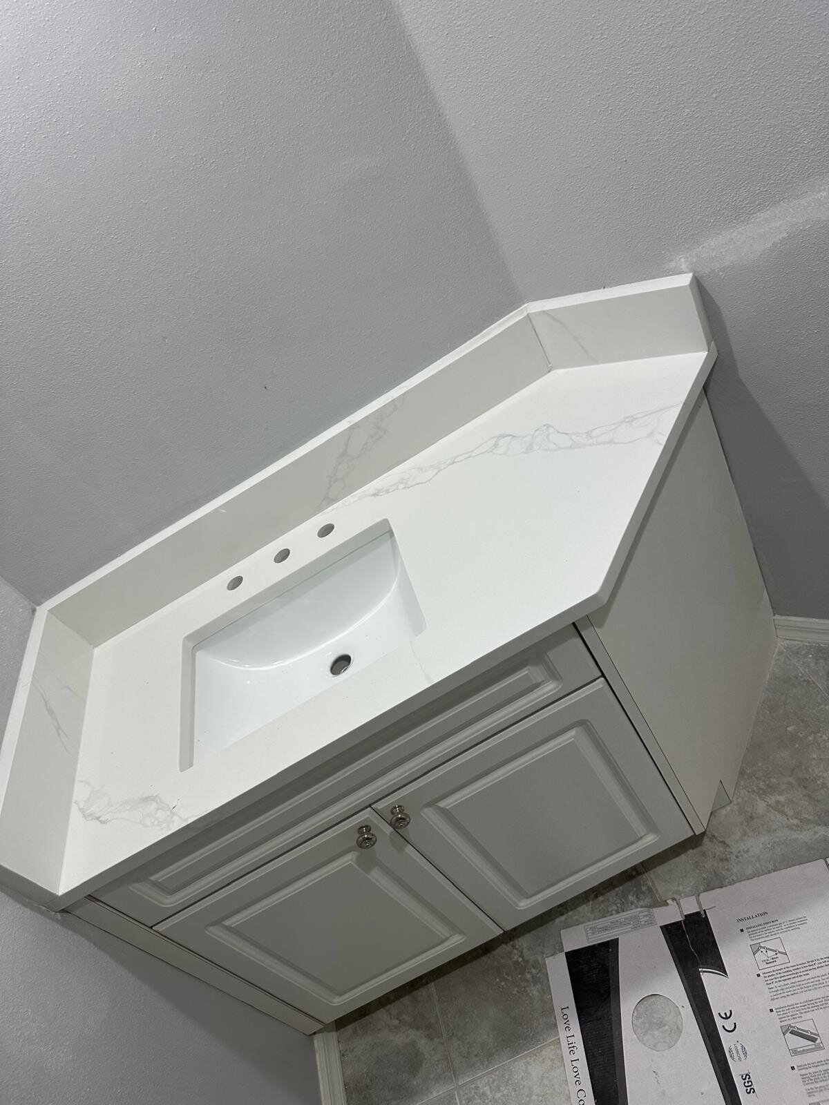 Angled Marble Powder Vanity