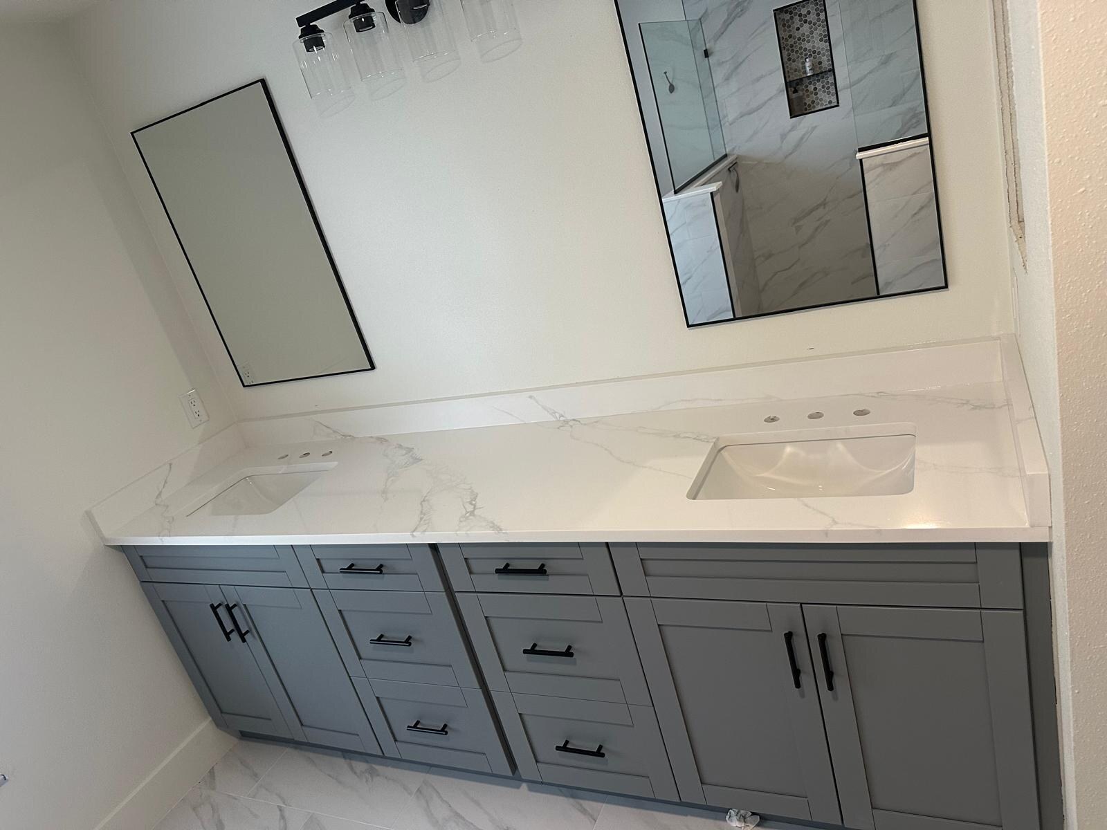 Gray Vanity with Marble Top