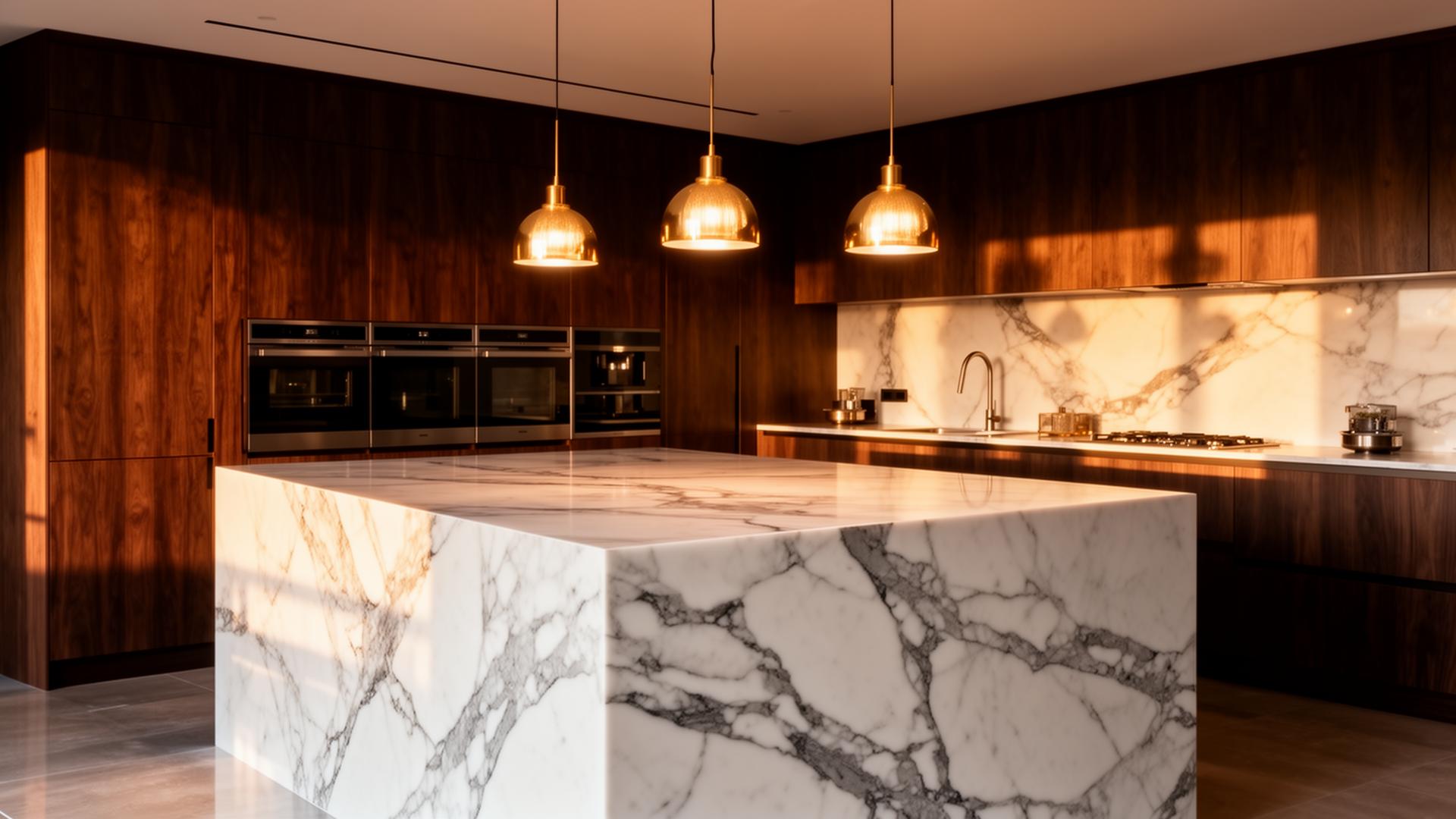 Luxury marble kitchen island