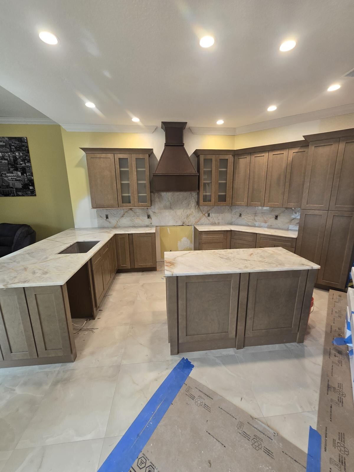 Quartzite Kitchen, Espresso Cabinetry