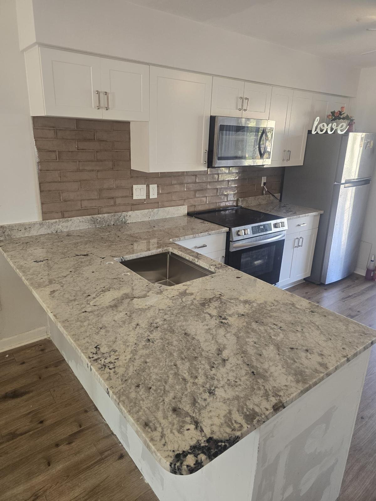 White Ice Granite Kitchen
